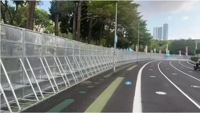Crowd Barriers Along Roadside