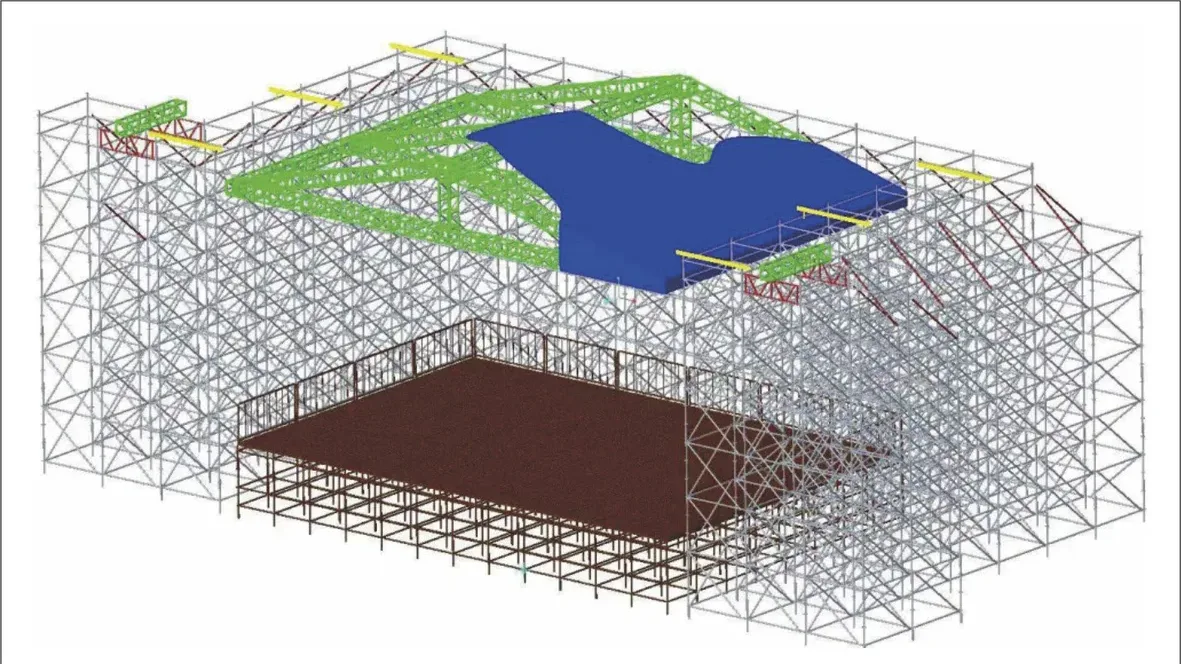 Large scaffold and truss stage system 3D render