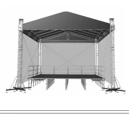 Pitched roof truss stage render