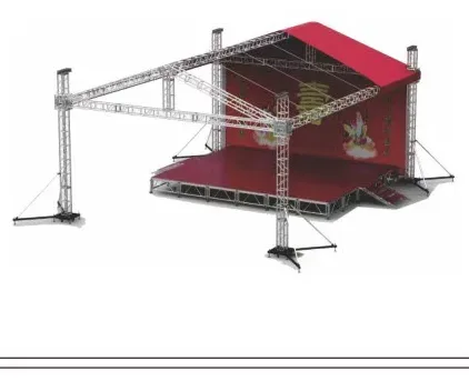 Red pitched roof truss stage render
