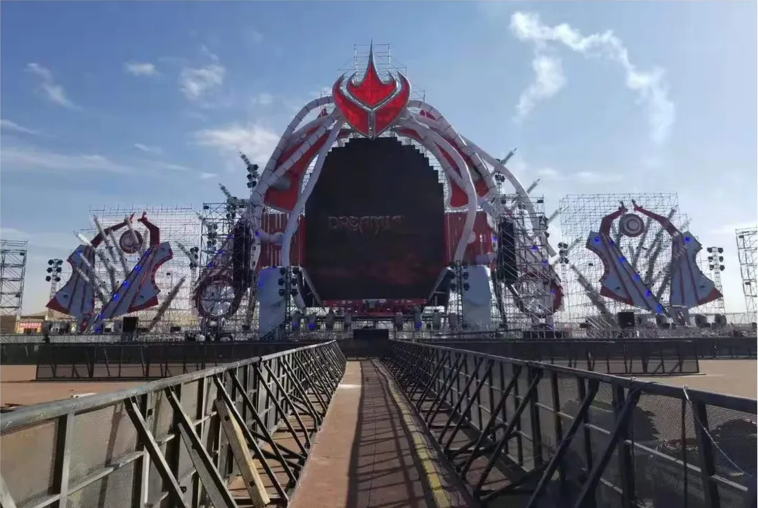 Outdoor Festival Main Stage with Scaffold Walkway