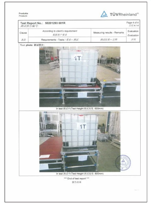 TUV Test Report: Layer Stage Testing Photos
