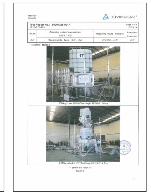 TUV Test Report: Layer Truss Testing Photos