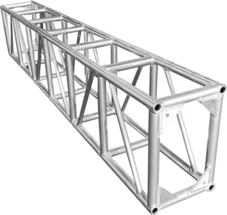 Long aluminum bolt truss section with 500x600mm rectangular cross section and diagonal bracing
