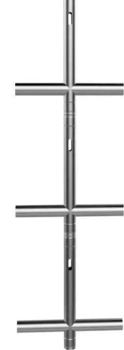Vertical pole with T Frame cross bars stacked into a lighting frame column