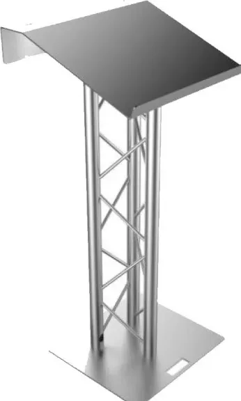Aluminum truss lectern with slanted metal reading top