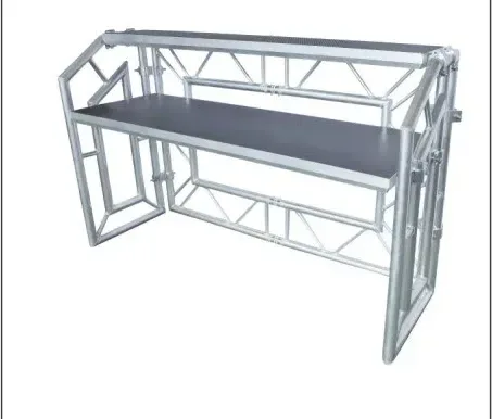 Aluminum truss bar table with black table top