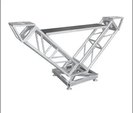 V-shaped aluminum truss table stand with black top