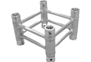 Aluminum truss connector frame with four spigot posts