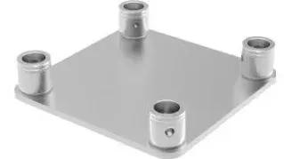 Square aluminum base plate with corner connectors