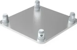 Square aluminum base plate with spigot connectors