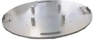 Round steel base plate with mounting posts