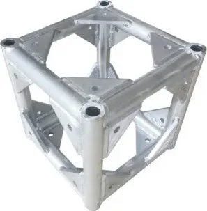 Aluminum six-way cube corner connector with spigot posts