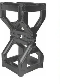 Black steel scissor-style truss splice section