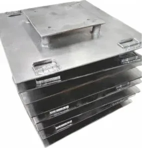 Stack of steel base plates