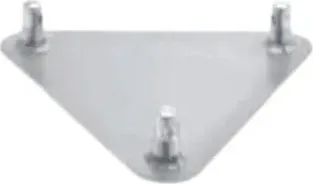 Triangular steel base plate with three posts