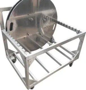 Steel base frame trolley with round plates and casters