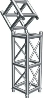 Aluminum spigot truss flip section with hinged top segment folded over