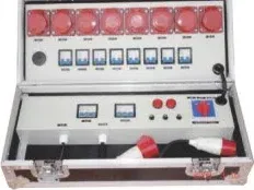 Motor hoist controller flight case with red channel dials and switches