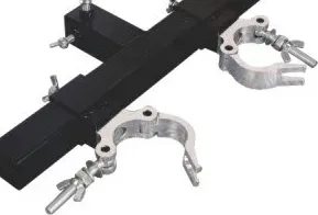Black square-tube hand truss top head with clamp couplers