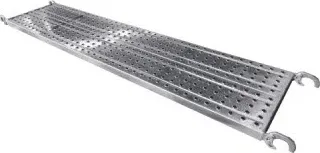 Perforated steel layer truss walk board with hooks
