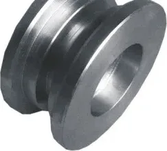 Solid metal grooved top-section pulley wheel