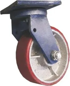 Heavy-duty swivel caster with red polyurethane wheel