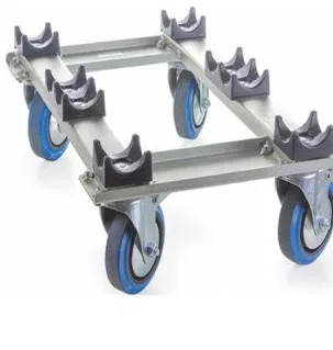 Simple aluminum trolley dolly frame with blue swivel casters