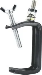 Black C-style hook clamp with top screw, model WRT-14